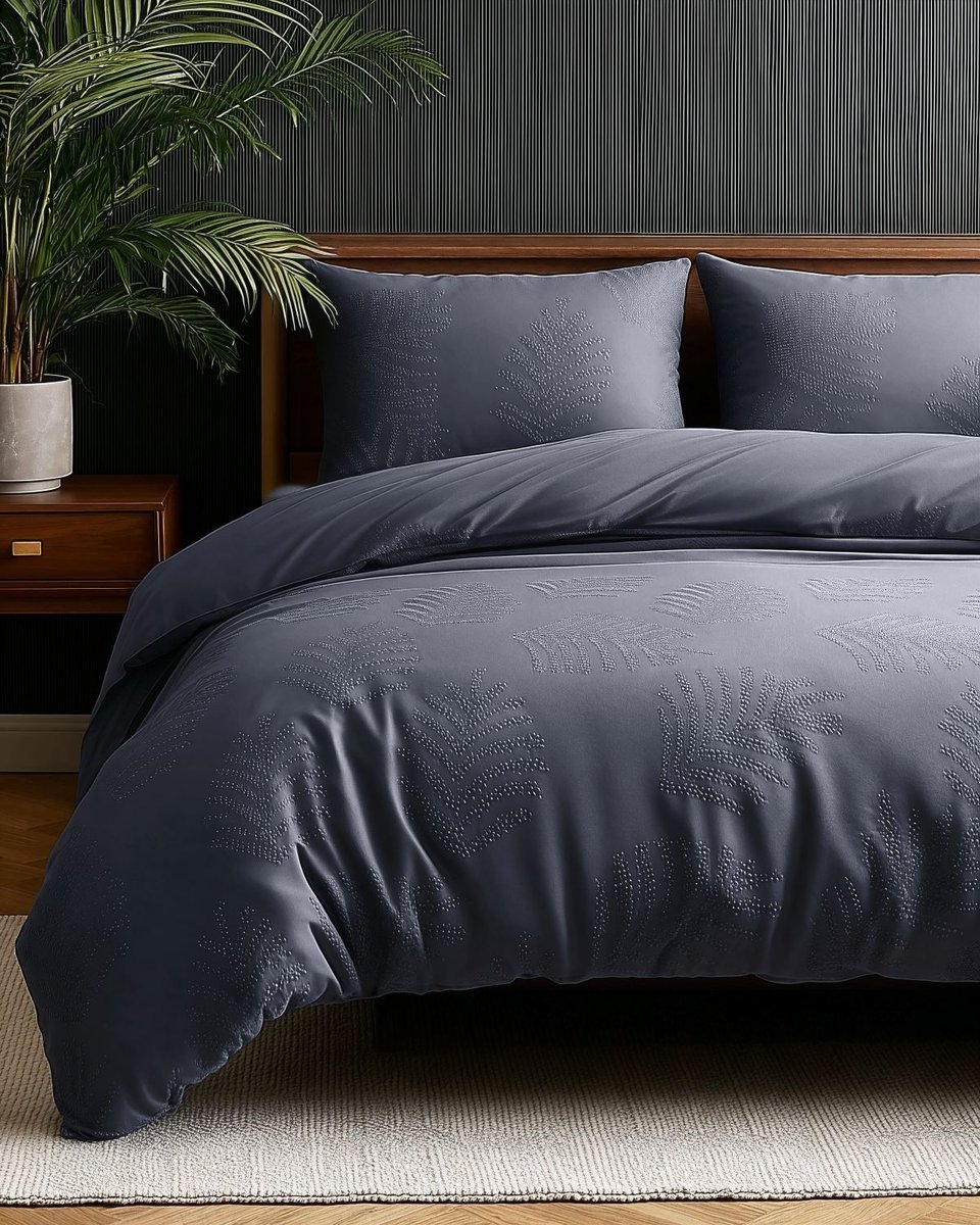 240x200/220 LEAVES 3D antracyt kpl pościeli mikrofibra