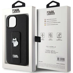 Etui Karl Lagerfeld KLHCP15MGSACHPK Apple iPhone 15 Plus / 14 Plus hardcase Gripstand Saffiano Choupette Pins czarny/black - Etui i futerały do telefonów - miniaturka - grafika 9