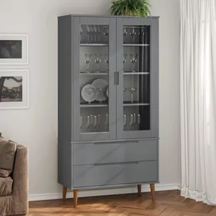 vidaXL, Szafka z przeszkleniem, MOLDE, szaro, 90x35x175 cm, drewno sosnowe - Regały vidaXL, Szafka z przeszkleniem, MOLDE, szaro, 90x35x175 cm, drewno sosnowe - Regały - miniaturka - grafika 1