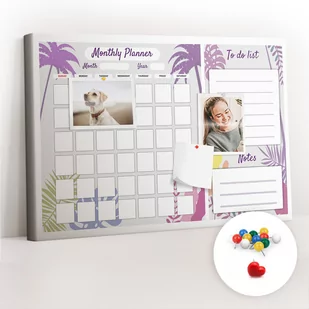 Szkolna Tablica korkowa 60x40 cm, Kolorowe Pinezki, wzór Miesięczny planer - Tablice i flipcharty - miniaturka - grafika 1