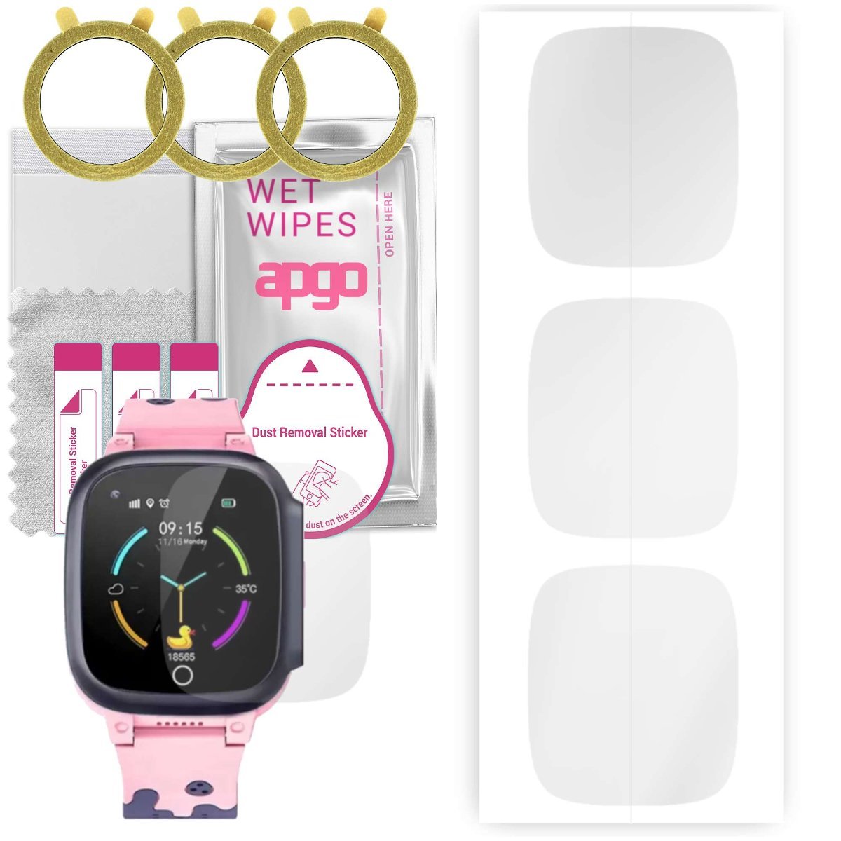 3x Folia hydrożelowa do Rubicon RNCE77 - apgo Smartwatch Hydrogel Protection Ochrona na ekran smartwatcha