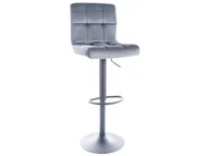 Taborety i hokery - Hoker C105 Velvet Czarny / Bluvel 14 Szary - miniaturka - grafika 1