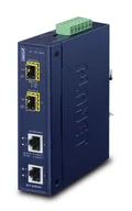 Routery - PLANET IP30 Industrial 2-port konwerter sieciowy Niebieski - miniaturka - grafika 1