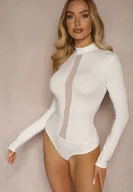 Body - Białe Body z Długim Rękawem i Przezroczystą Wstawką Navintha - miniaturka - grafika 1