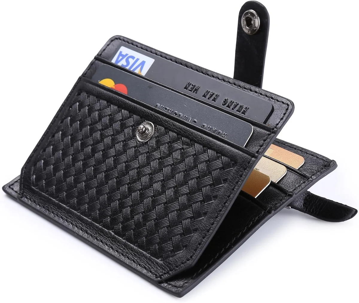 PORTFEL SKÓRZANY CZARNY SKŁADANY ZAMYKANY PRZEDZIAŁY RFID BIFOLD