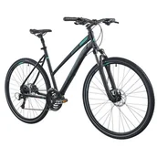 Rowery - Rower crossowy INDIANA X-Cross 3.0 D21 damski Czarno-turkusowy - miniaturka - grafika 1