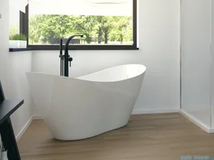 Besco Viya 170x72cm wanna wolnostojąca konglomeratowa + syfon klik-klak chrom #WMD-170-V | - Wanny z hydromasażem - miniaturka - grafika 5