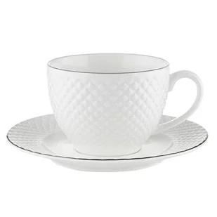 Filiżanka ze spodkiem Tiffany platinium 260 ml biały - Filiżanki - miniaturka - grafika 1