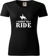 Gadżety dla niej i dla niego - Koszulka Born to ride Prezent T-shirt konie - miniaturka - grafika 1