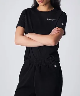 Champion Legacy American Classics W-Script Logo Light Cotton Jersey S-s Regular Crewneck Koszulka damska, Czarny, L - Koszulki i topy damskie - miniaturka - grafika 1
