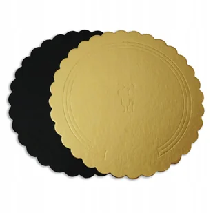 10 szt. Okrągły podkład pod tort 28 cm KARBOWANY 2000 g/m2 złoty-czarny - Dodatki do ciast w proszku - miniaturka - grafika 1