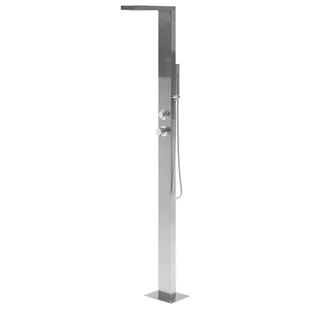 Prysznic ogrodowy wolnostojący srebrny LOTZORAI - Akcesoria do basenów - miniaturka - grafika 1