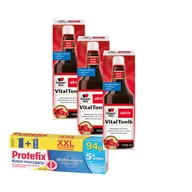 Witaminy i minerały - Protefix® Krem mocujący XXL 94 g + 3x Doppelherz® aktiv Vital Tonik, Płyn 3x1000ml ZESTAW - miniaturka - grafika 1