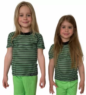 Odzież sportowa dziecięca - COOL kolorowy T-shirt dziecięca .110 .zielono-czarne paski - grafika 1