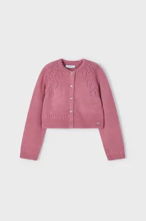 Swetry dla dziewczynek - Mayoral kardigan z domieszką wełny dziecięcy kolor fioletowy lekki - grafika 1