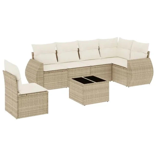Zestaw mebli ogrodowych z rattanem PE, beżowy, wymiary: 71x62x69 cm, 62x62