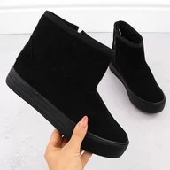 Botki damskie - Śniegowce damskie mukluki saszki czarne Big Star OO274A522 - miniaturka - grafika 1