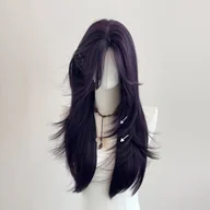 Ozdoby do włosów - TEMU Peruka Spice Girls w Kolorze Fioletowym, 26 Cali - Proste Warstwowe Włosy z Średnim Grzywką, Wysoka Gęstość, 100% Syntetyczne Włókno Odporności - miniaturka - grafika 1