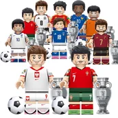 Klocki - Piłkarskie Puchary - Piłkarzyki Lewandowski Ronaldo Kroos Mbappe Dijk Morata Berella - figurki klocki 10 szt - miniaturka - grafika 1