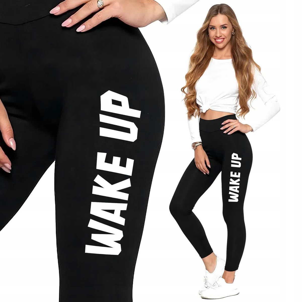 LEGGINSY Sportowe Damskie WAKE UP Różne WZORY S/M