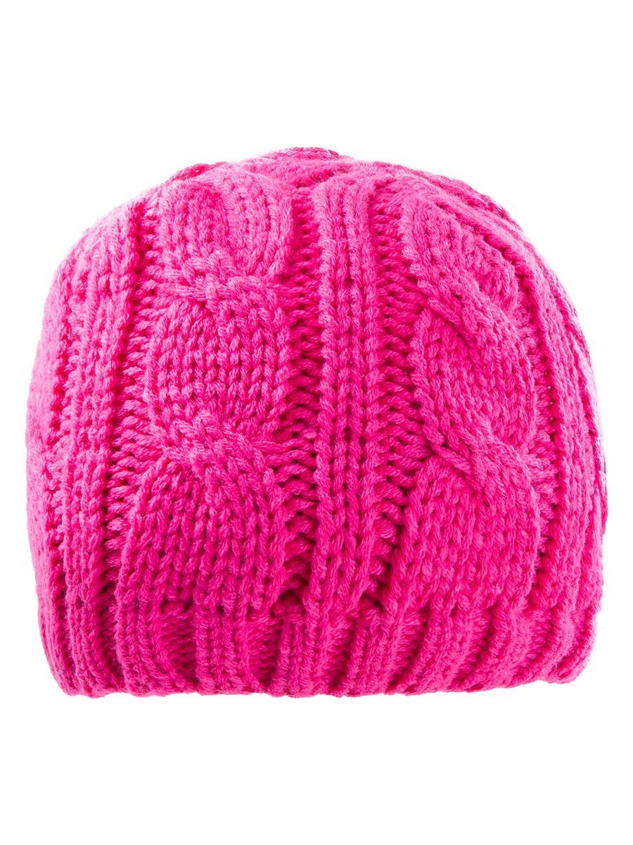 Czapka zimowa z ozdobnymi warkoczami różowa Doll r.51