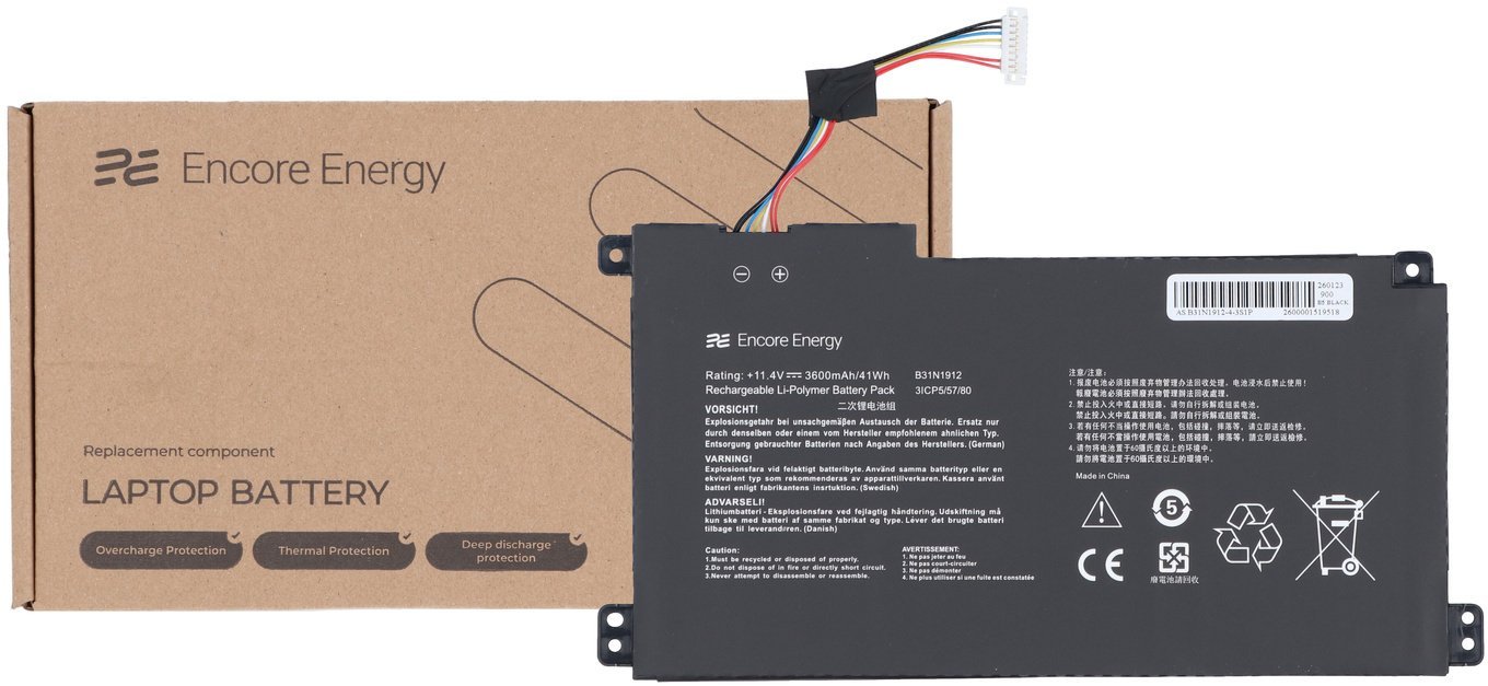 Bateria Encore Energy Nowa bateria Encore Energy do Asus VivoBook 14 E410KA E410MA E510KA L410MA E510MA F414MA L510MA R522MA 41Wh 11.4V 3600mAh B31N1912