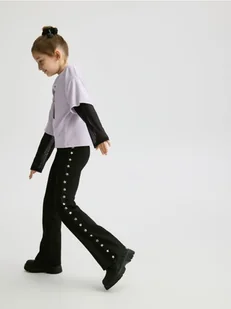 Reserved - Spodnie z aplikacją - czarny - Spodnie i spodenki dla dziewczynek - miniaturka - grafika 1