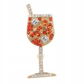 Broszki - PINETS Imprezowa broszka z cyrkoniami Drink Aperol Spritz - miniaturka - grafika 1