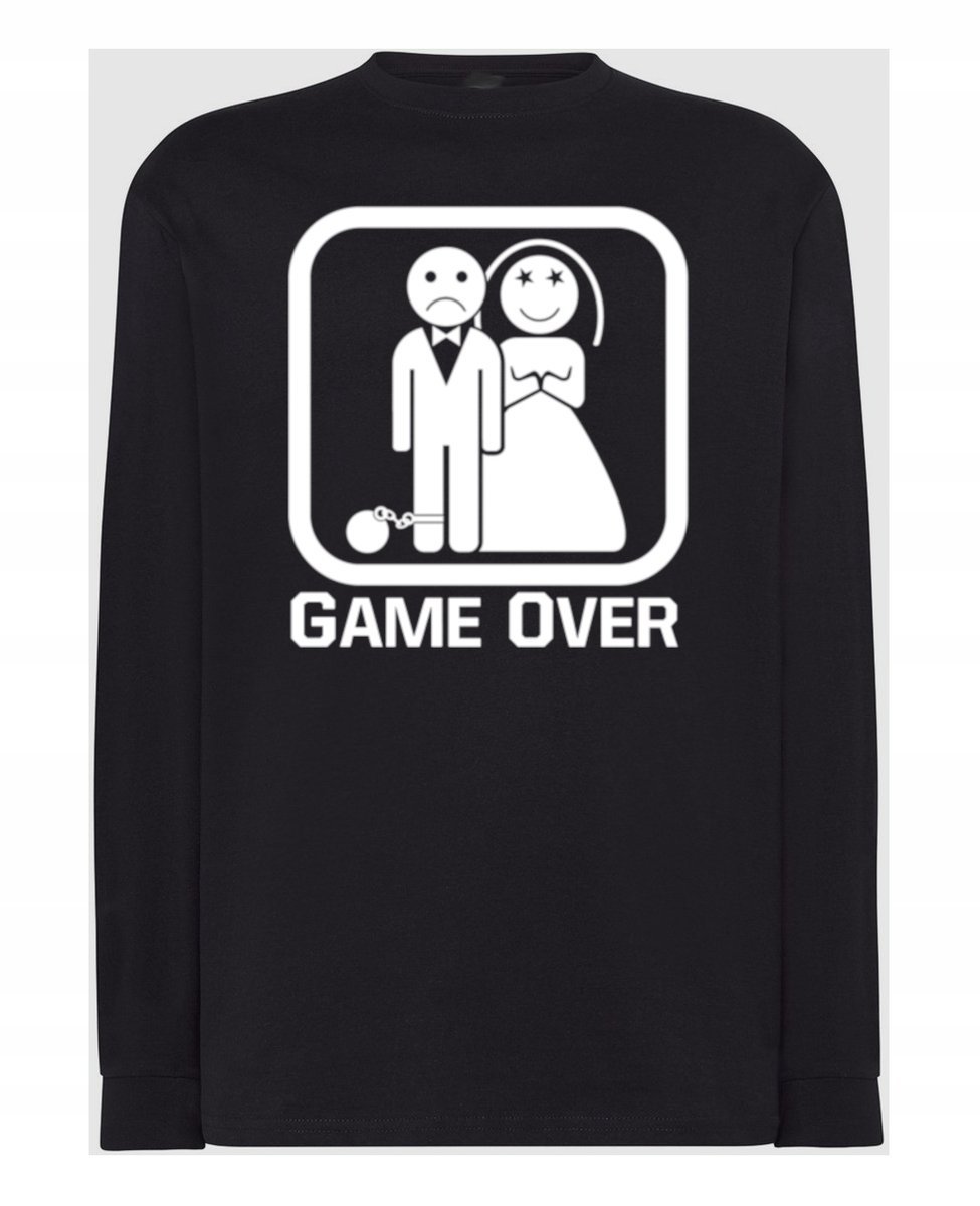 Longsleeve męski Zabawny nadruk Prezent na Wieczór Kawalerski Game Over L