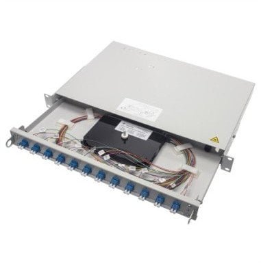 Telegaertner 19 FO-PP PRO-V 1U 12 LCD OM4 PT, zmontowane adaptery i pigtaile, 12x LC Duplex, fioletowy, OM4