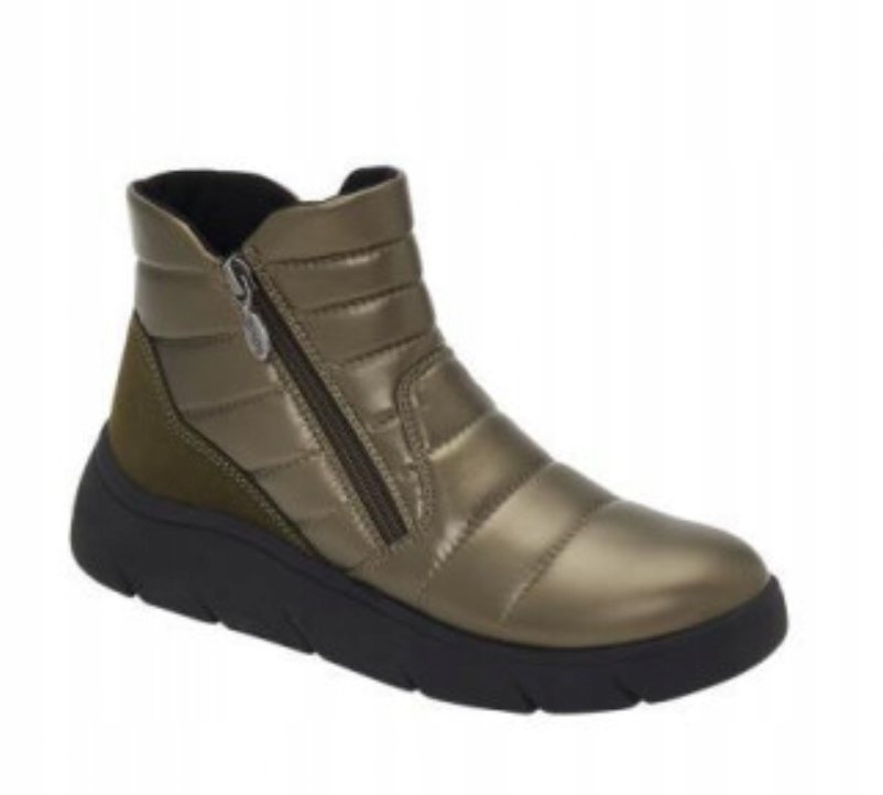 Scholl Botki Damskie Złote na Zamek ze Skórą 38 C_e