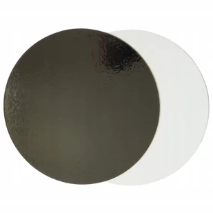 Podkład pod tort 22 cm gruby okrągły czarny biały podkładka elhandel 5szt - Dodatki do ciast w proszku - miniaturka - grafika 1