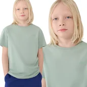 Koszulki dla chłopców - T-shirt oversize gładki chłopięcy 4F 4FJWSS25TTSHM2324-41S Zielony Roz. 140 - miniaturka - grafika 1