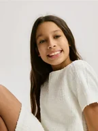 Sukienki i spódniczki dla dziewczynek - Reserved - Tweedowa sukienka z cekinami - złamana biel - miniaturka - grafika 1