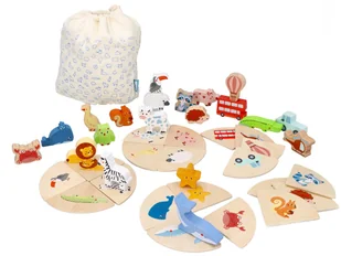 Dotknij i rozpoznaj- Drewniana gra sensoryczna - Zabawki sensoryczne - miniaturka - grafika 1
