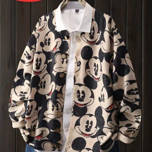 TEMU Disney Sweter Damski z Minnie Mouse - Oficjalny Kardigan Mickey & , Miękka Kurtki Długi Rączek na Tematyczne Imprezy i Codzienne Stylizacje – - Swetry damskie - miniaturka - grafika 1
