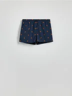 Spodenki damskie - Reserved - Wzorzyste szorty plażowe - granatowy - miniaturka - grafika 1