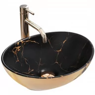 Umywalki - Rea Umywalka nablatowa Rea Sofia in marble mat Black Gold - miniaturka - grafika 1