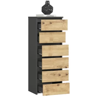 KOMODA CL6 GRAFIT SZARY / DĄB ARTISAN - Komody - miniaturka - grafika 2