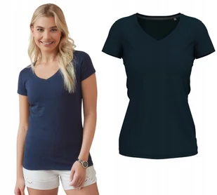 T-shirt Koszulka Damska SLIM Elastic Dekol V Jakość STEDMAN 9710 GRANAT M - Koszulki i topy damskie - miniaturka - grafika 1
