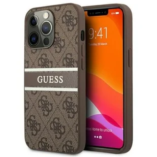 Guess Etui 4G Printed Stripe do Apple iPhone 13 Pro Brązowy | GUHCP13L4GDBR - Etui i futerały do telefonów - miniaturka - grafika 1