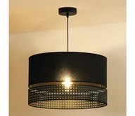 Lampy sufitowe - Duolla - Żyrandol na lince DOUBLE RATTAN 1xE27/15W/230V śr. 40 cm czarny - miniaturka - grafika 1