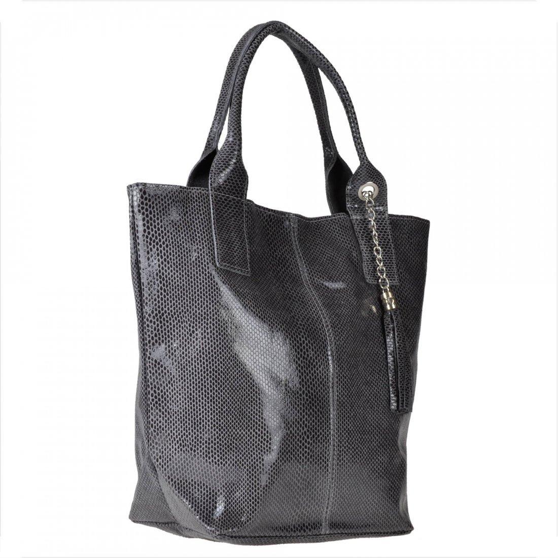 Szara torebka shopper z połyskiem XL
