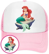 Czapki i chusty sportowe męskie - Czapka z Daszkiem Syrenka Ariel Różowa z Nadrukiem Lato Siatka Bejsbolówka - miniaturka - grafika 1