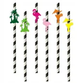 Słomki do napojów - Słomki w paski Hawajskie party Tropical mix x6 - miniaturka - grafika 1