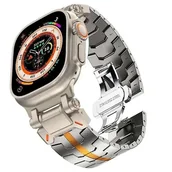 Akcesoria do smartwatchy - OPASKA PASEK TITANIUM "14" Apple Watch 1/2/3/4/5/6/7/8/9/10/SE/Ultra/Ultra2 42/44/45/46/49mm tytanowo-pomara��czowa - miniaturka - grafika 1