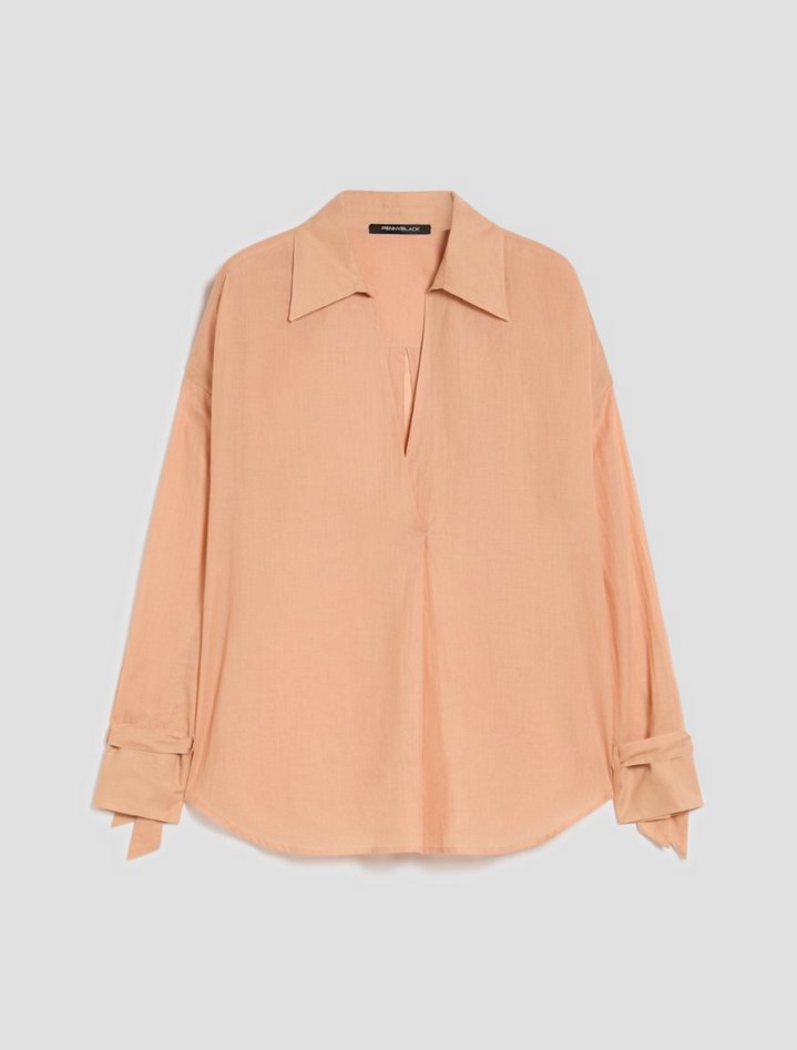 blusa in voile di bawełna damskie pesca