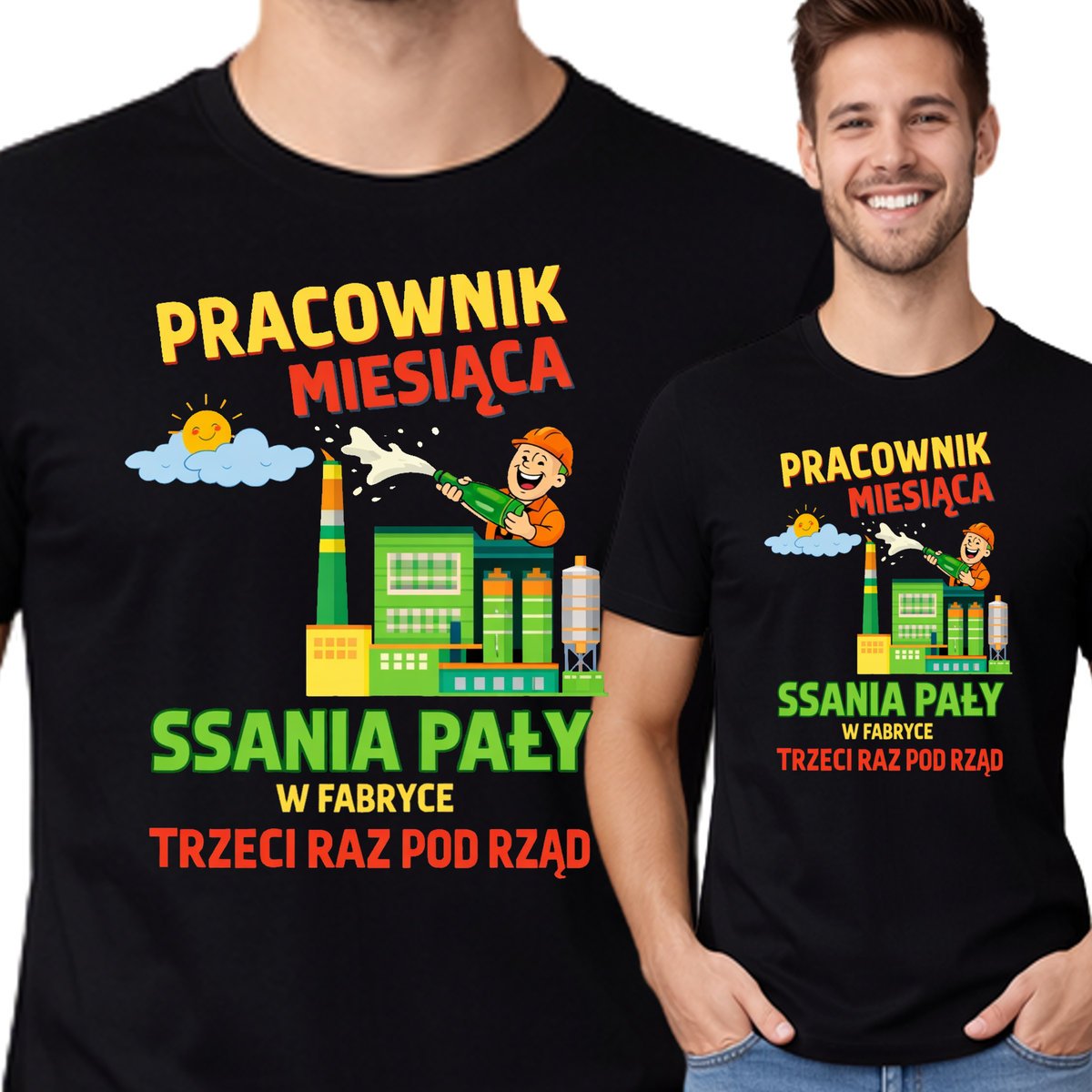 Koszulka Męska PRACOWNIK MIESIĄCA Śmieszny Prezent XL P403 CZARNA