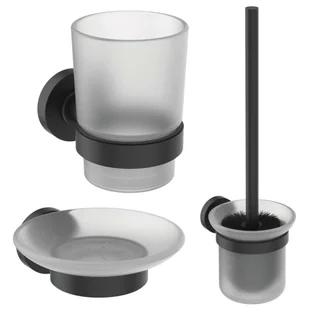 Ideal Standard IOM - Zestaw akcesoriów łazienkowych, szkło matowe/czarny A9245XG - Mydelniczki i dozowniki mydła - miniaturka - grafika 1