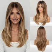 Pozostałe akcesoria fryzjerskie - TEMU Podstawowa damska peruka z prostymi włosami, 130% gęstości, czapka z siatki różanej, matowa wysoka , długa długość, gradientowy, warstwowa, na - miniaturka - grafika 1
